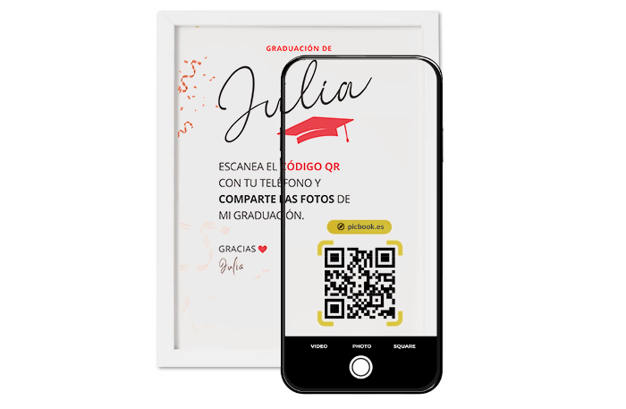 Picbook - Fotos y vídeos invitados graduación código qr